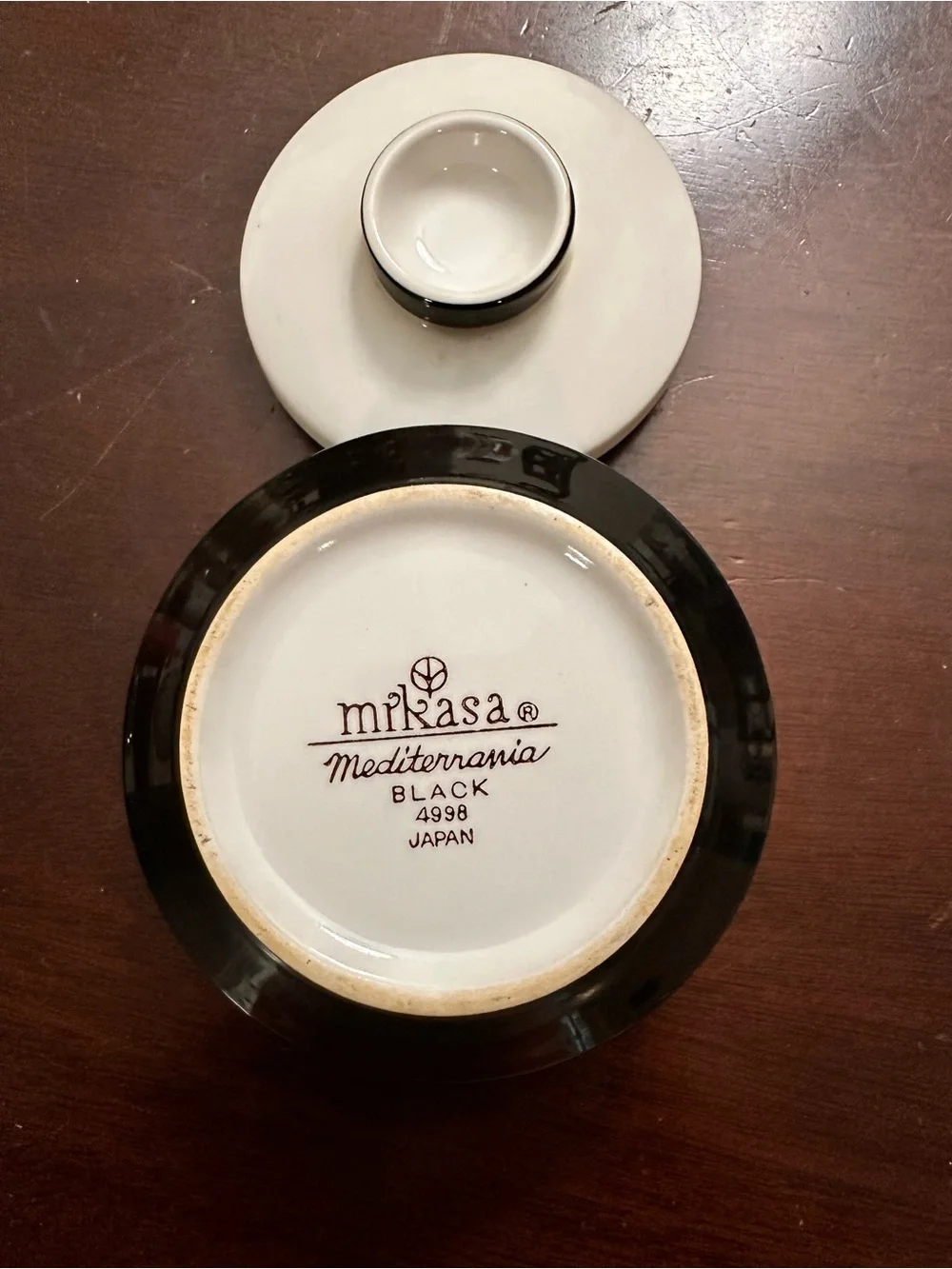 Vintage Mikasa Mediterranean Black Sugar Bowl With Lid Japan